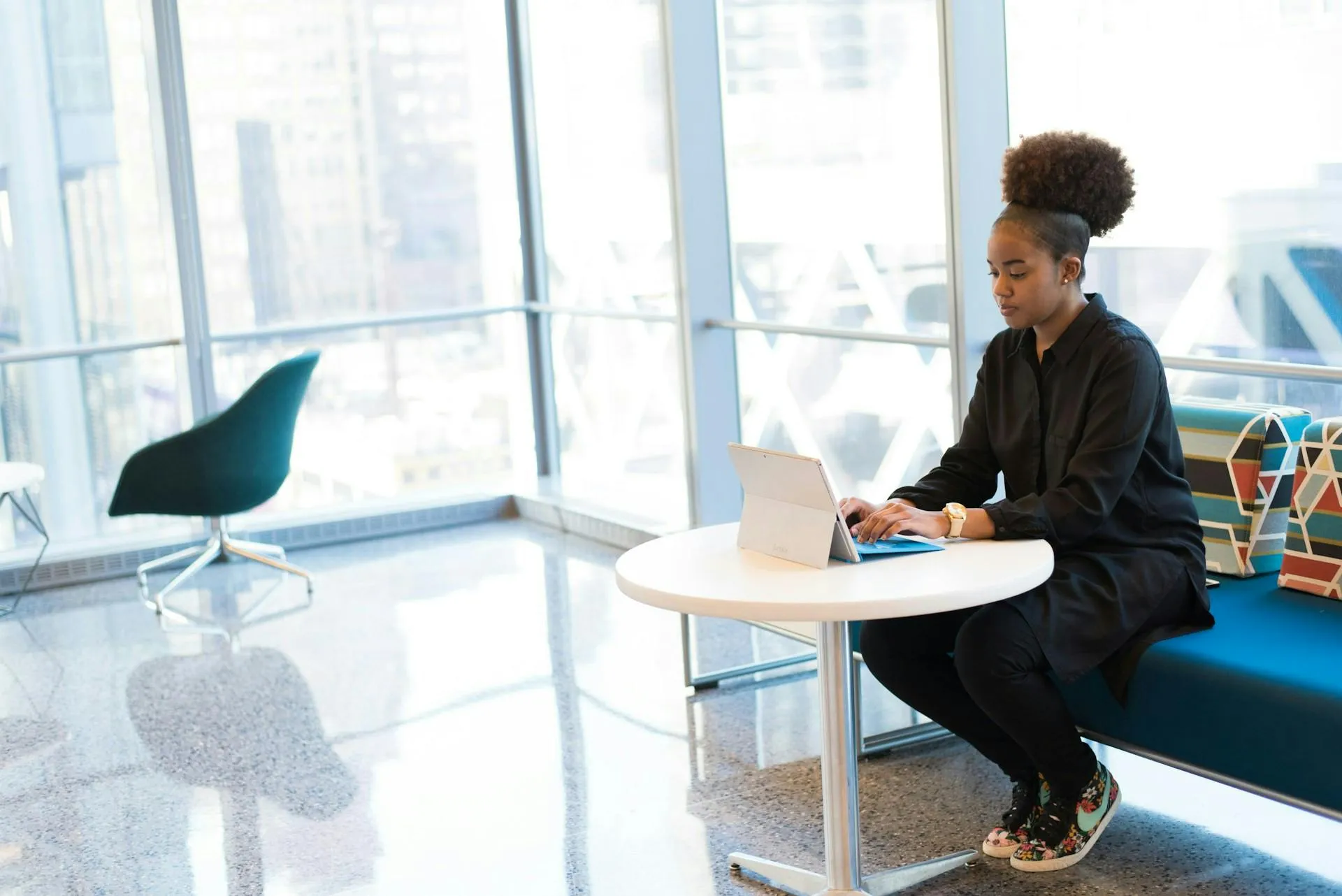 Woman working on laptop